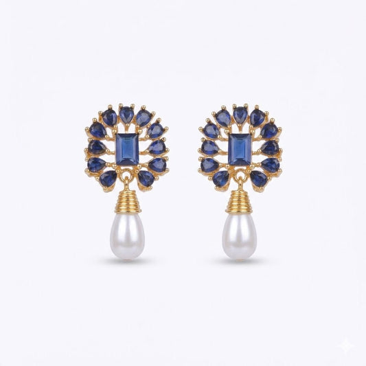 Amethyst Pearl Drop Earrings - 21k Gold Plated Gemstone Jewelry - Pehnaawaa