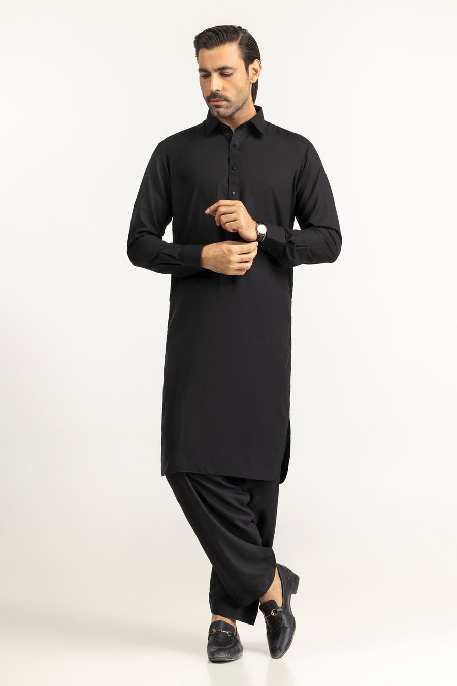 Off-White Silk-Blend 2-Piece Kurta | Mandarin Collar
