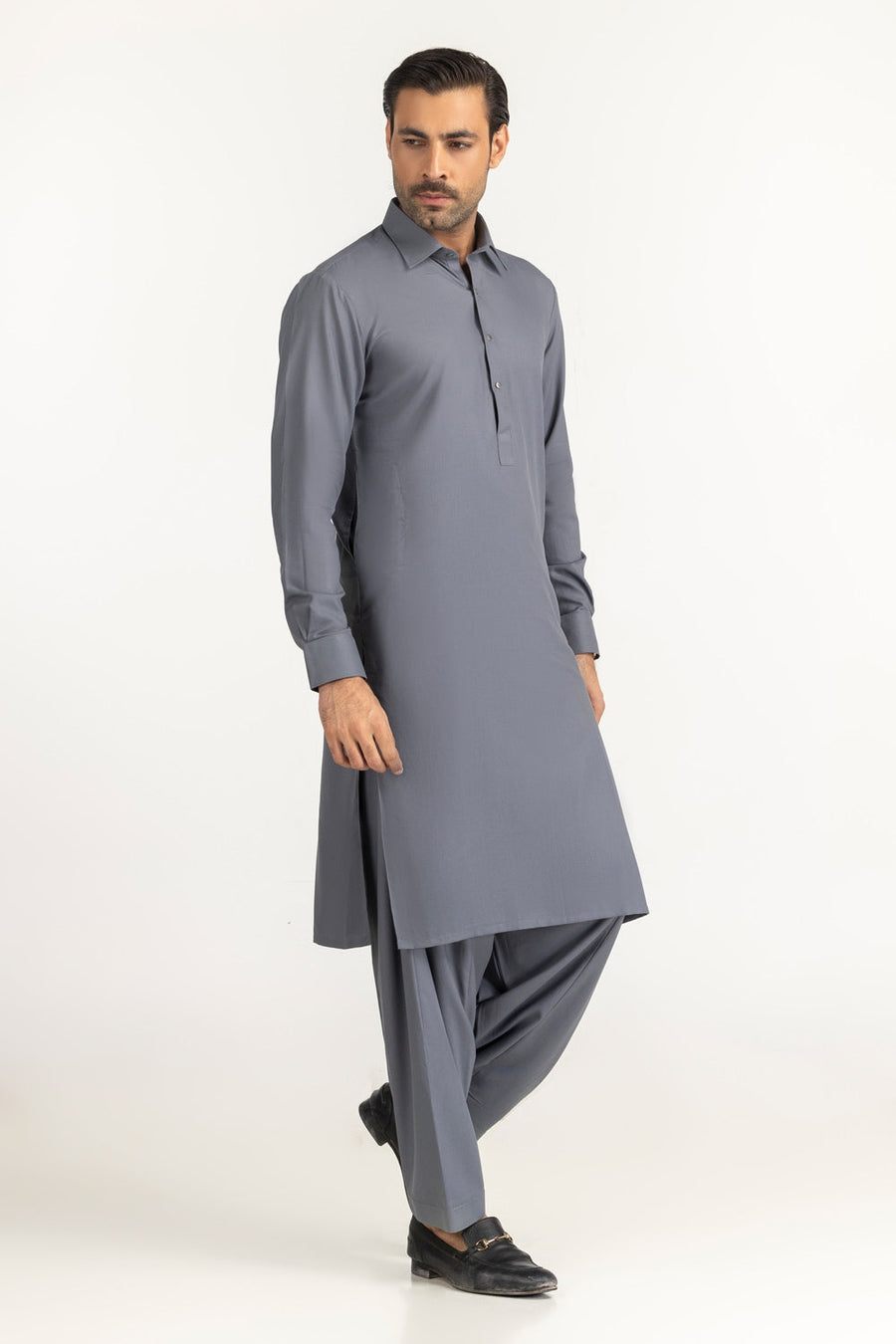 Off-White Silk-Blend 2-Piece Kurta | Mandarin Collar