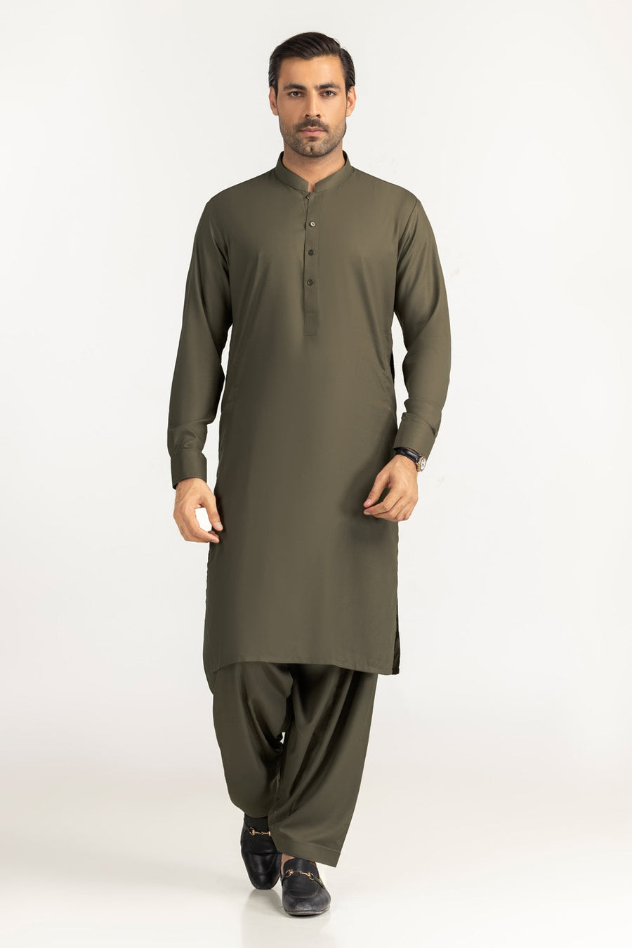 Off-White Silk-Blend 2-Piece Kurta | Mandarin Collar