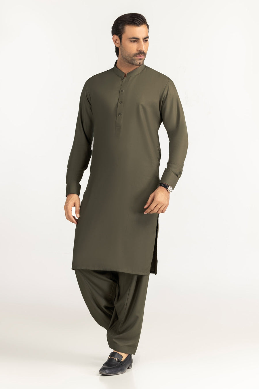 Off-White Silk-Blend 2-Piece Kurta | Mandarin Collar