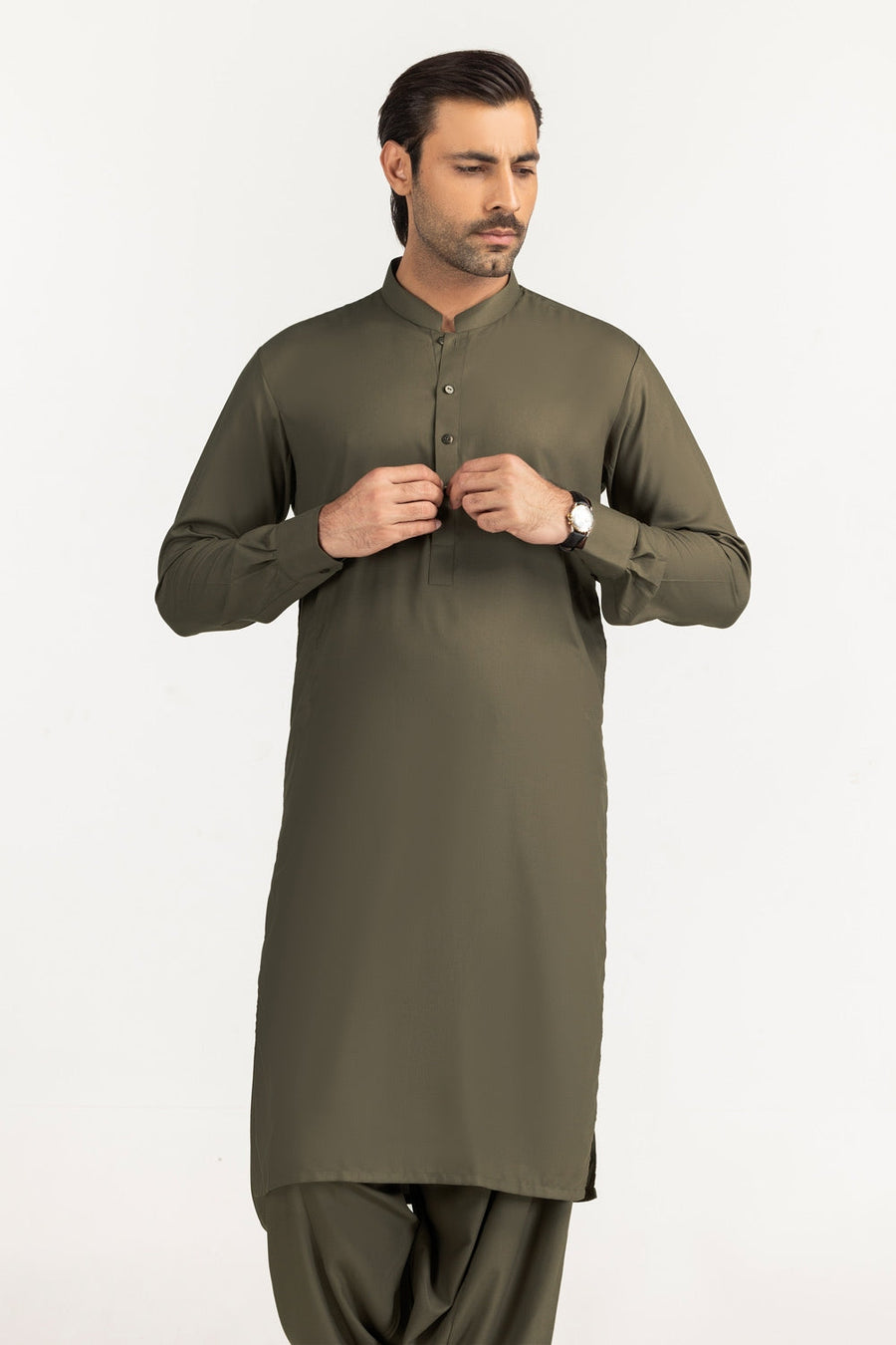 Off-White Silk-Blend 2-Piece Kurta | Mandarin Collar