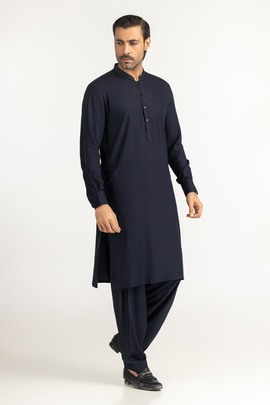 Off-White Silk-Blend 2-Piece Kurta | Mandarin Collar