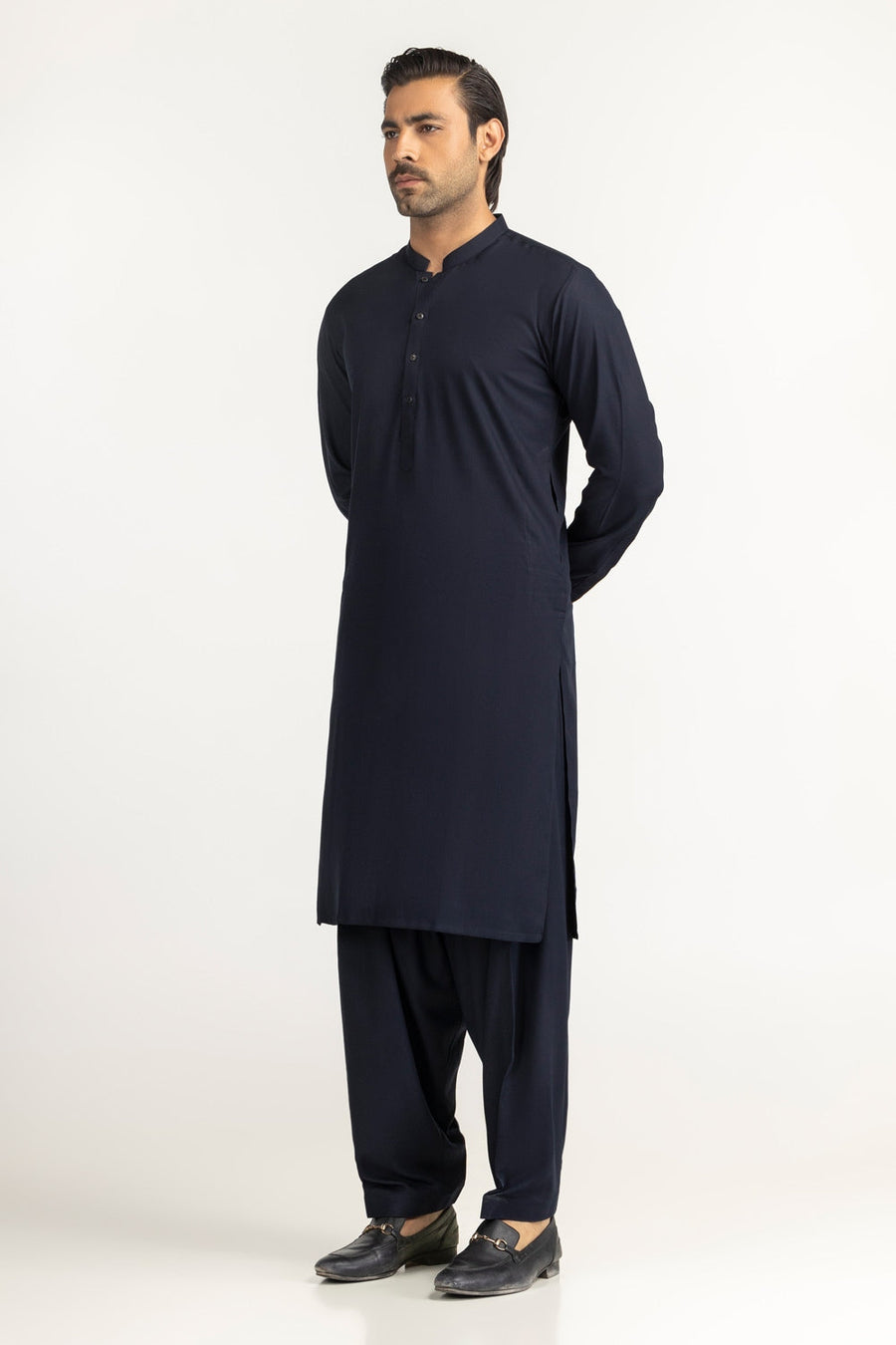 Off-White Silk-Blend 2-Piece Kurta | Mandarin Collar