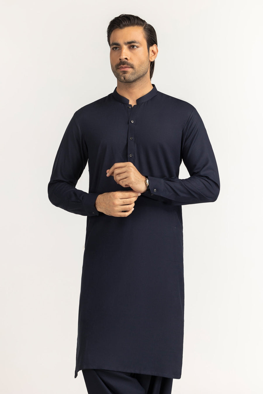 Off-White Silk-Blend 2-Piece Kurta | Mandarin Collar