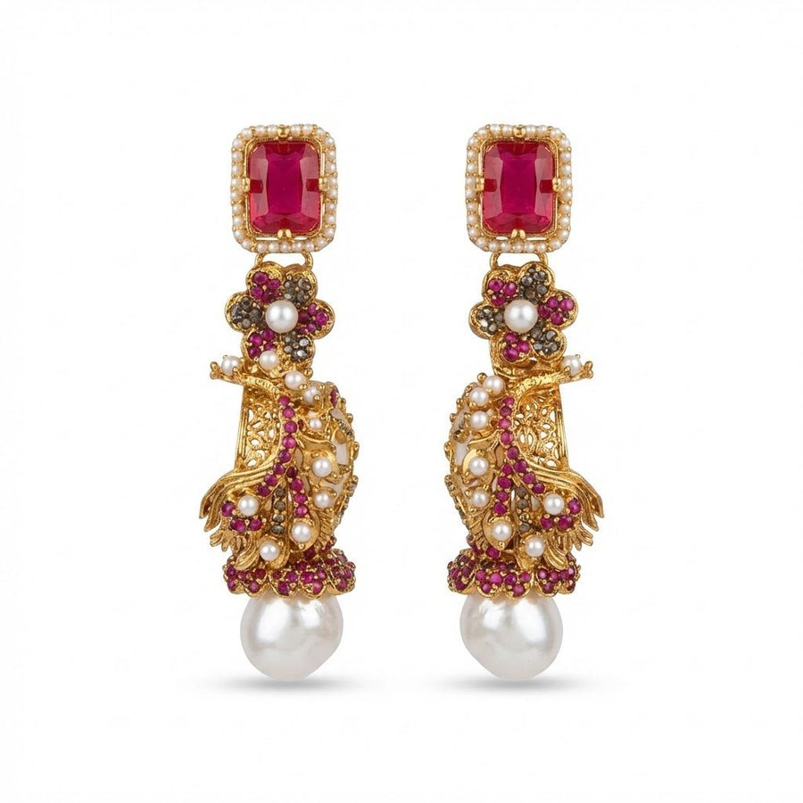 Azure Luxe Baroque Drop Earrings - Pehnaawaa