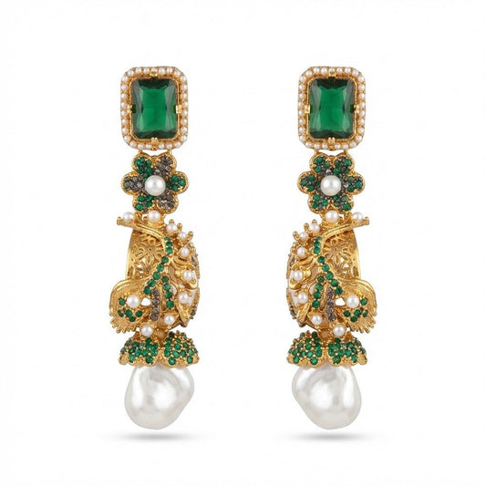 Azure Luxe Baroque Drop Earrings - Pehnaawaa