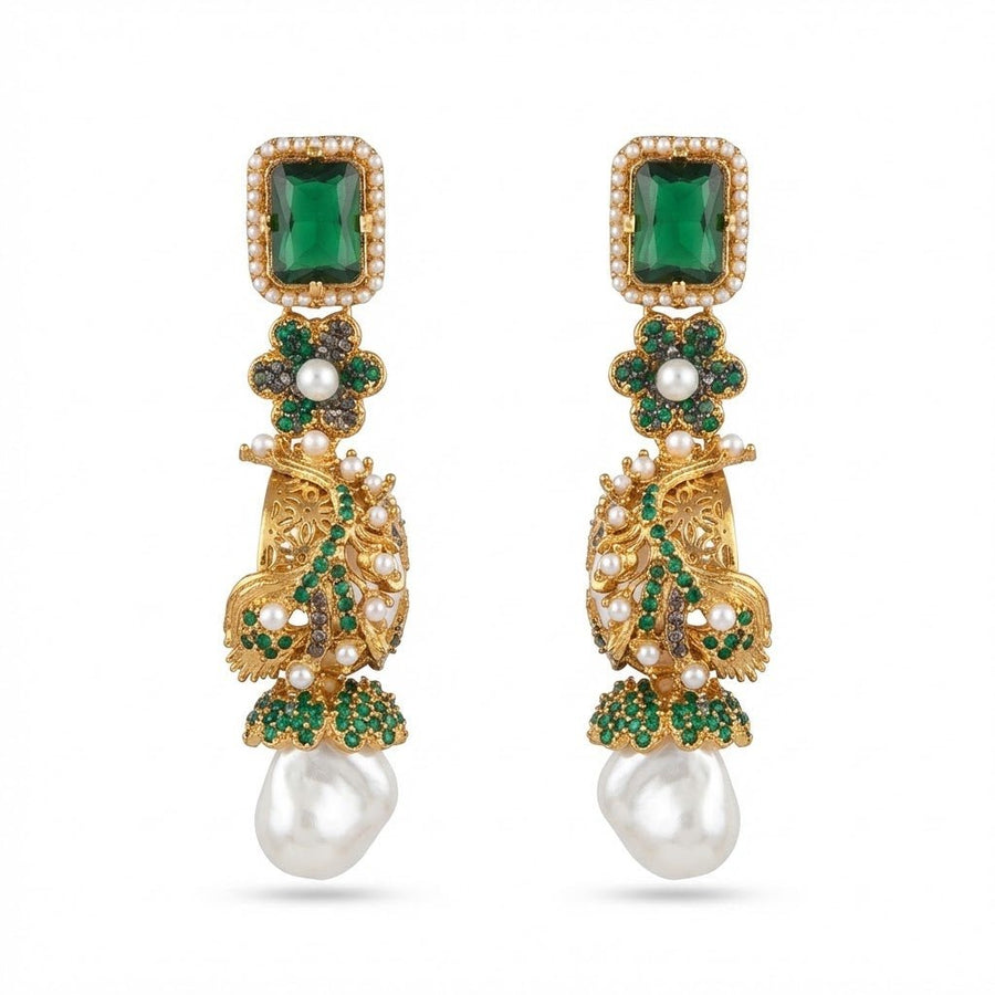 Azure Luxe Baroque Drop Earrings - Pehnaawaa