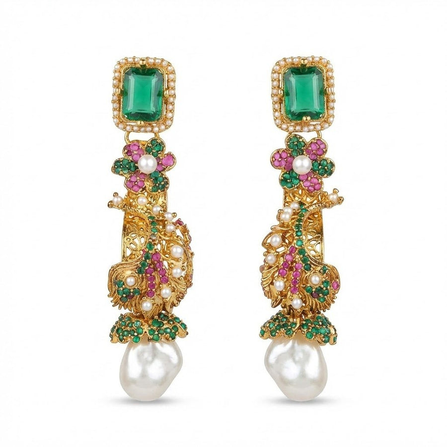 Azure Luxe Baroque Drop Earrings - Pehnaawaa