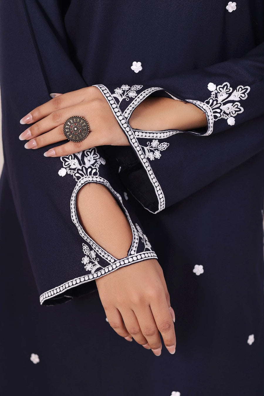 Navy Mist- 3 piece embroidered casual wear for women