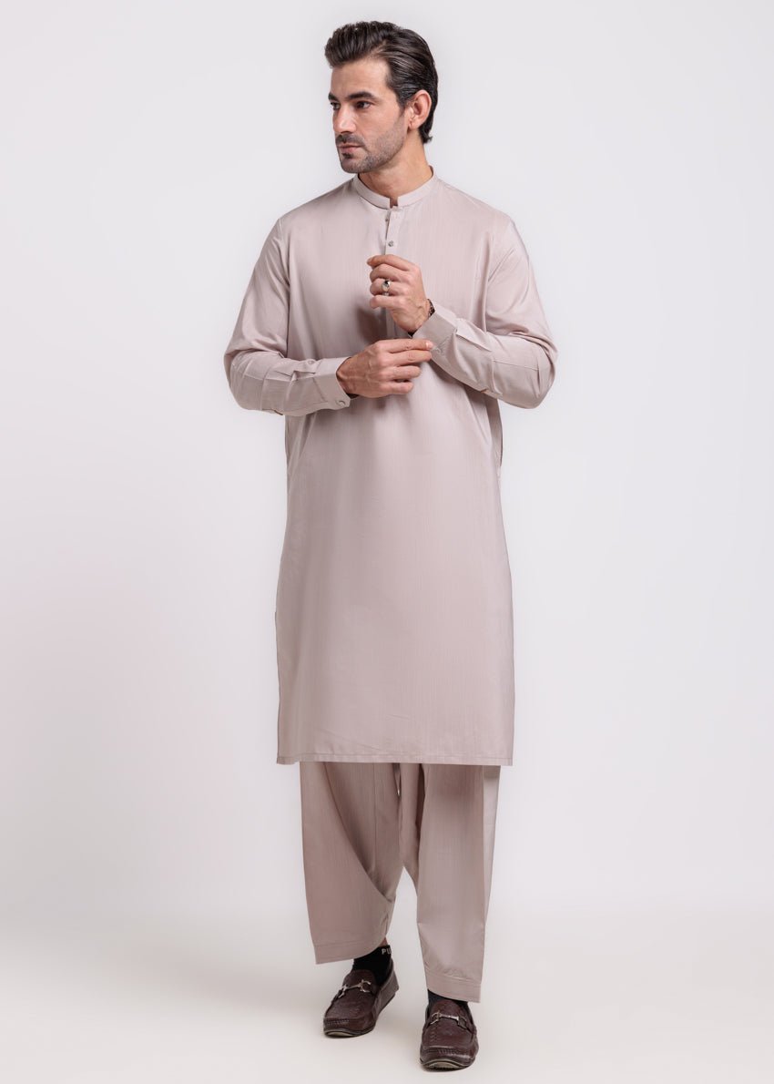 Beige - Cotton - Kurta Shalwar - (M25KSS1002) - Pehnaawaa