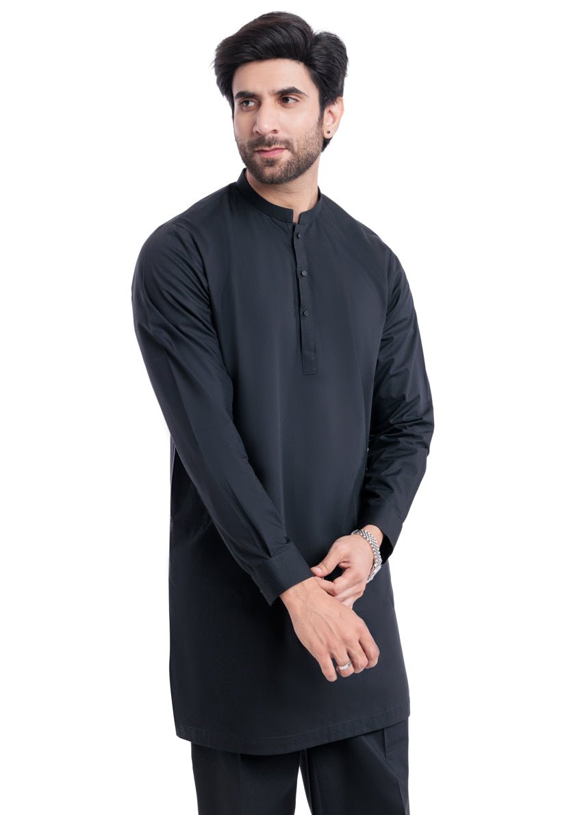 Black - Blended - Kurta Trouser - (MP2PBBW25ADD16) - Pehnaawaa