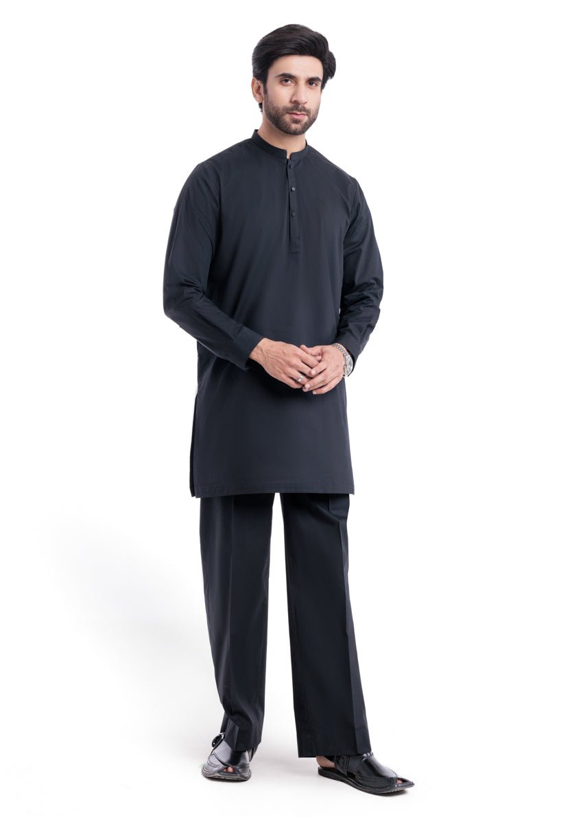 Black - Blended - Kurta Trouser - (MP2PBBW25ADD16) - Pehnaawaa