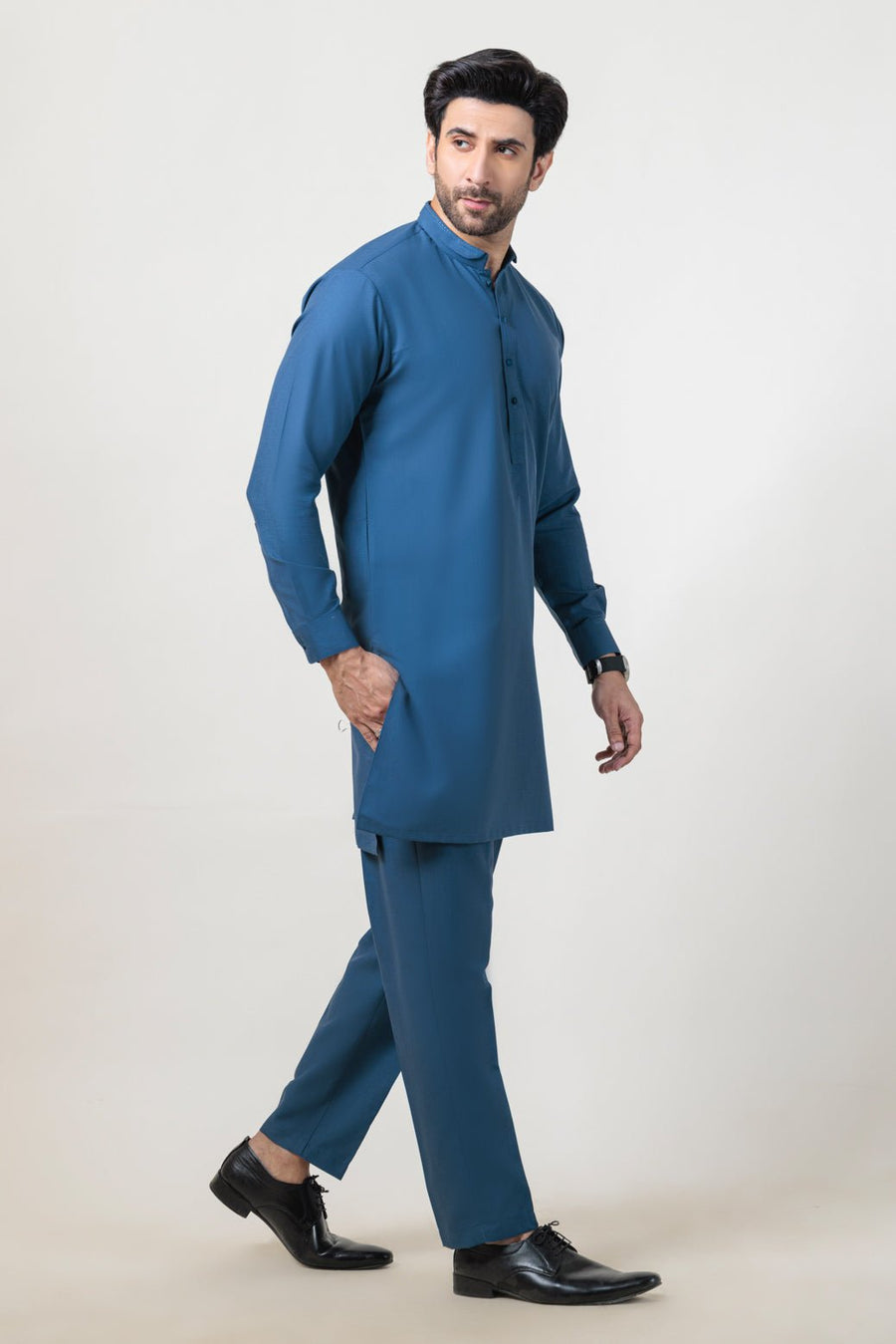 BLUE - BLENDED - KURTA TROUSER - (KSW24 - 019) - Pehnaawaa