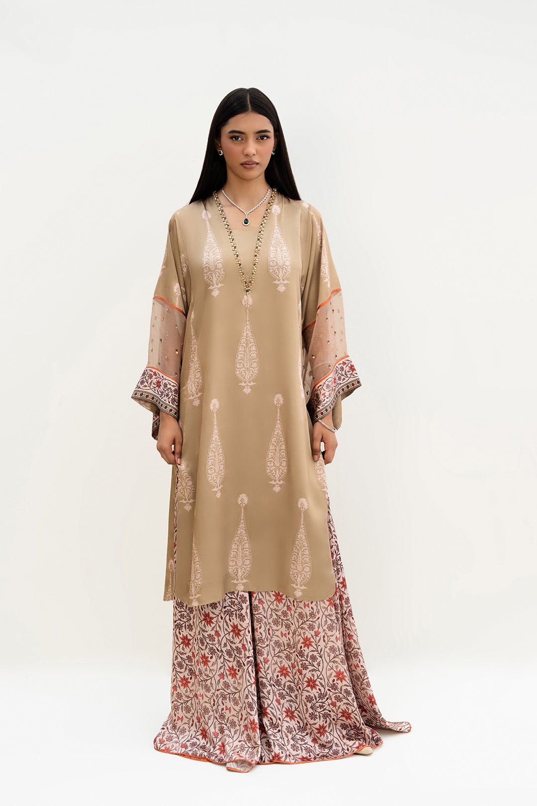 Elegant Modest Printed Kurta Set