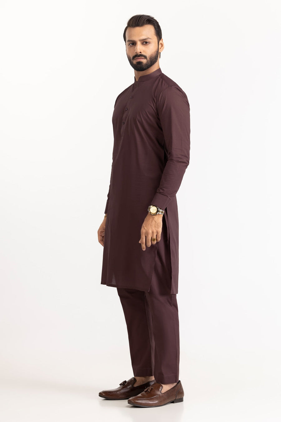 Off-White Cotton 2-Piece Men's Kurta | Classic Collar Silhouette
