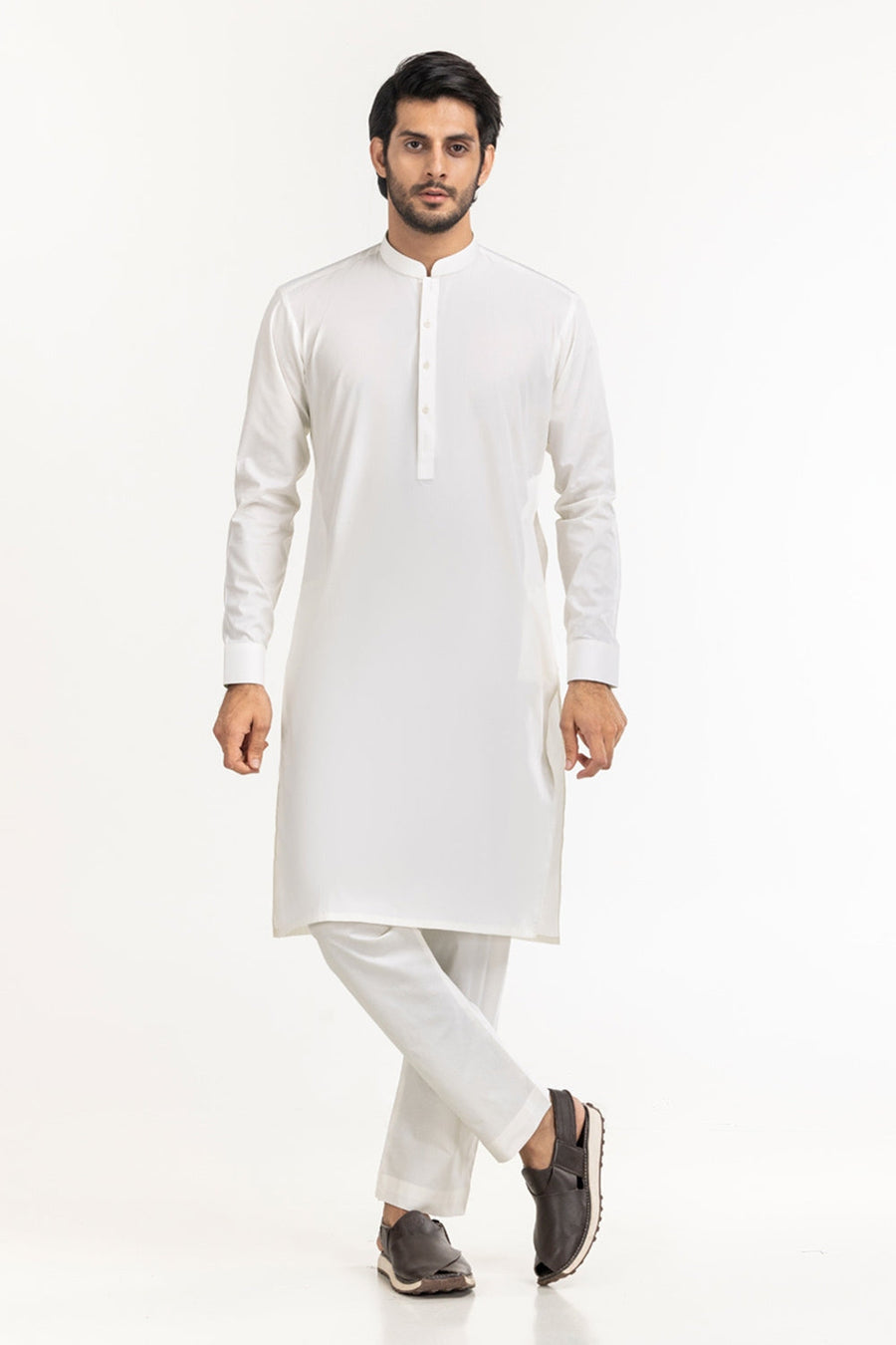 Off-White Cotton 2-Piece Men's Kurta | Classic Collar Silhouette