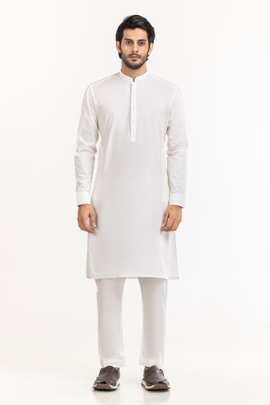 Off-White Cotton 2-Piece Men's Kurta | Classic Collar Silhouette