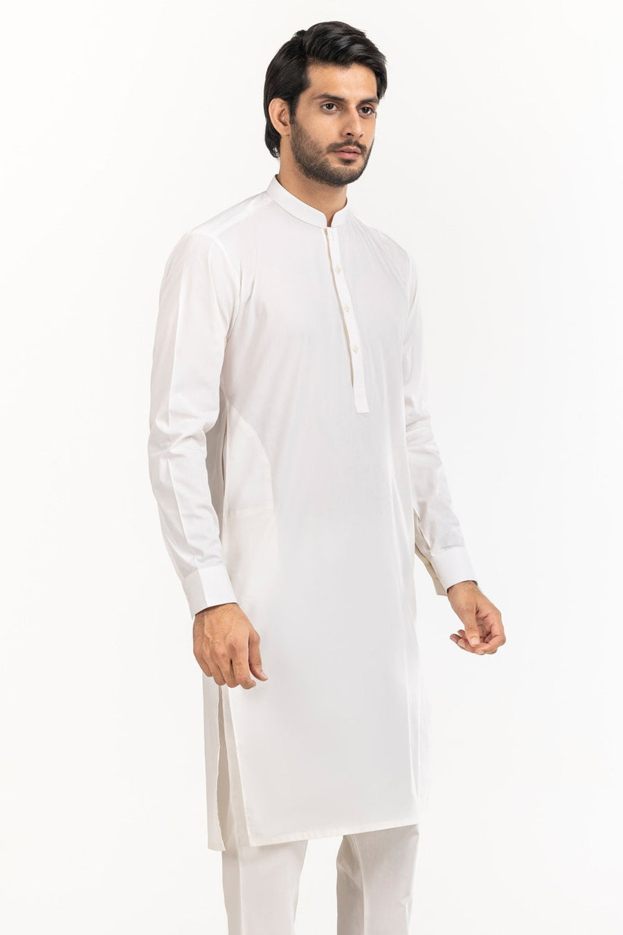 Off-White Cotton 2-Piece Men's Kurta | Classic Collar Silhouette