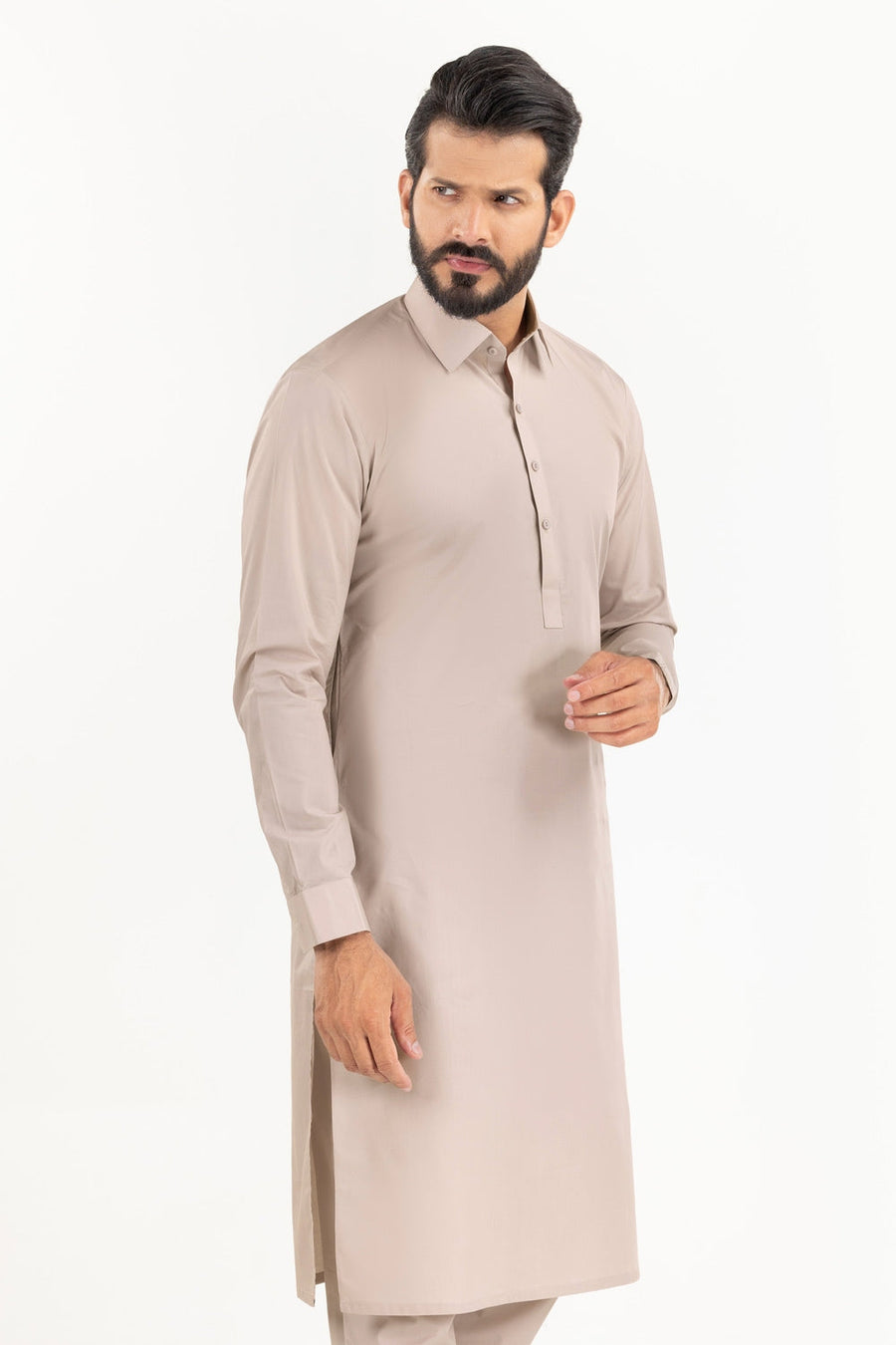 Off-White Cotton 2-Piece Men's Kurta | Classic Collar Silhouette