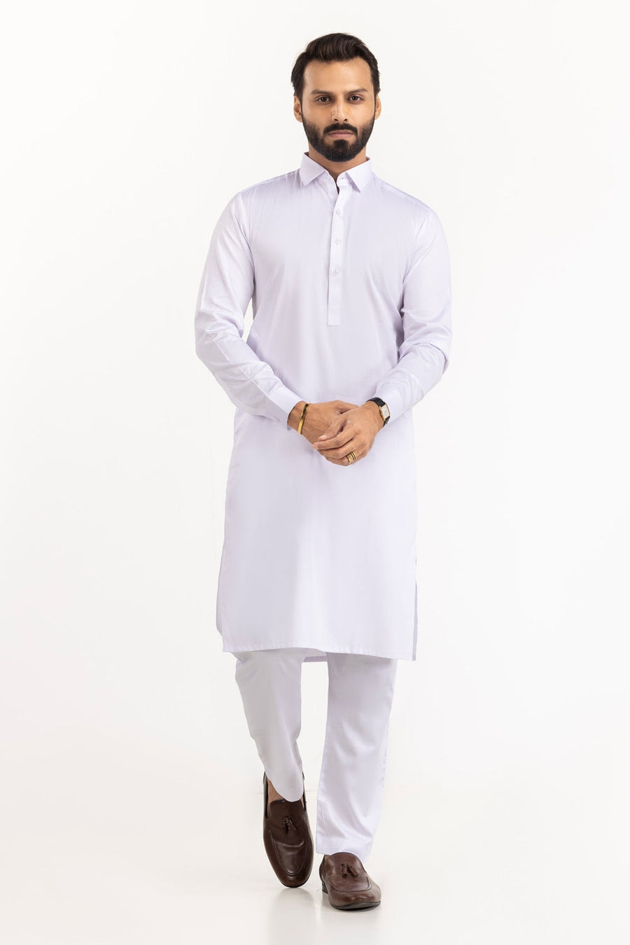 Off-White Cotton 2-Piece Men's Kurta | Classic Collar Silhouette