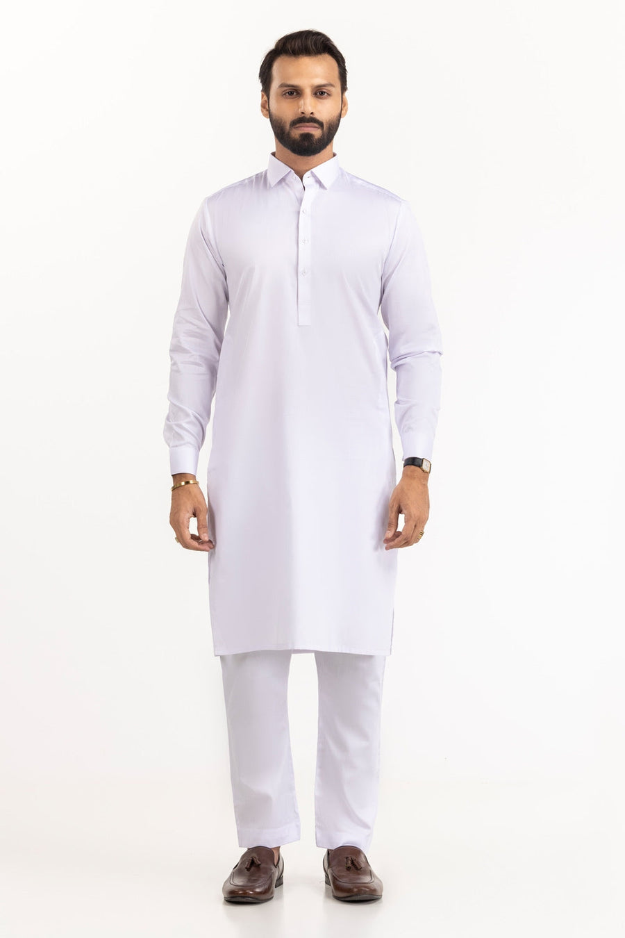 Off-White Cotton 2-Piece Men's Kurta | Classic Collar Silhouette