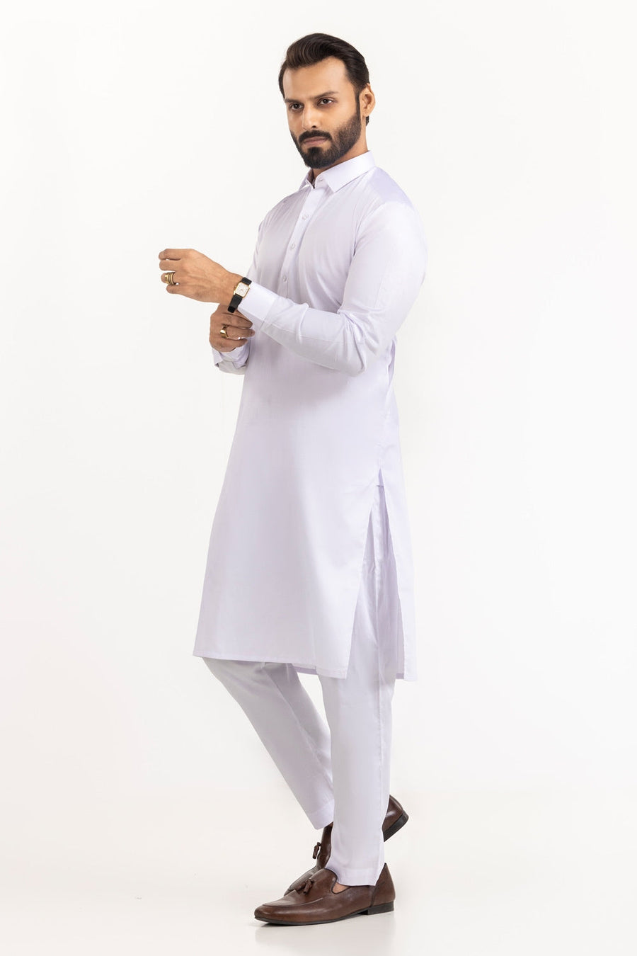 Off-White Cotton 2-Piece Men's Kurta | Classic Collar Silhouette
