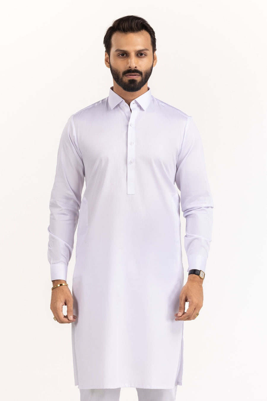 Off-White Cotton 2-Piece Men's Kurta | Classic Collar Silhouette