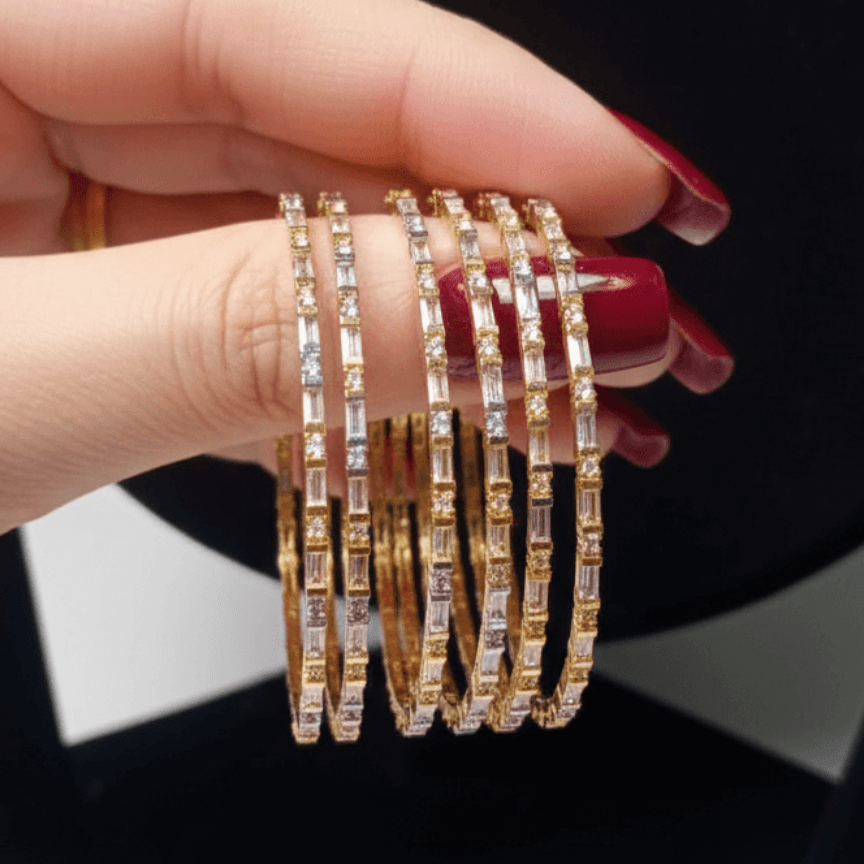 Celestial Golden Silver Six Bangles - Pehnaawaa