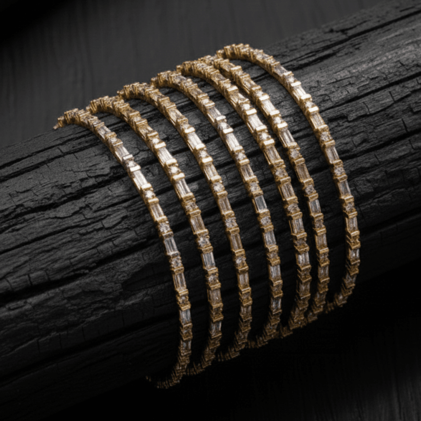 Celestial Golden Silver Six Bangles - Pehnaawaa