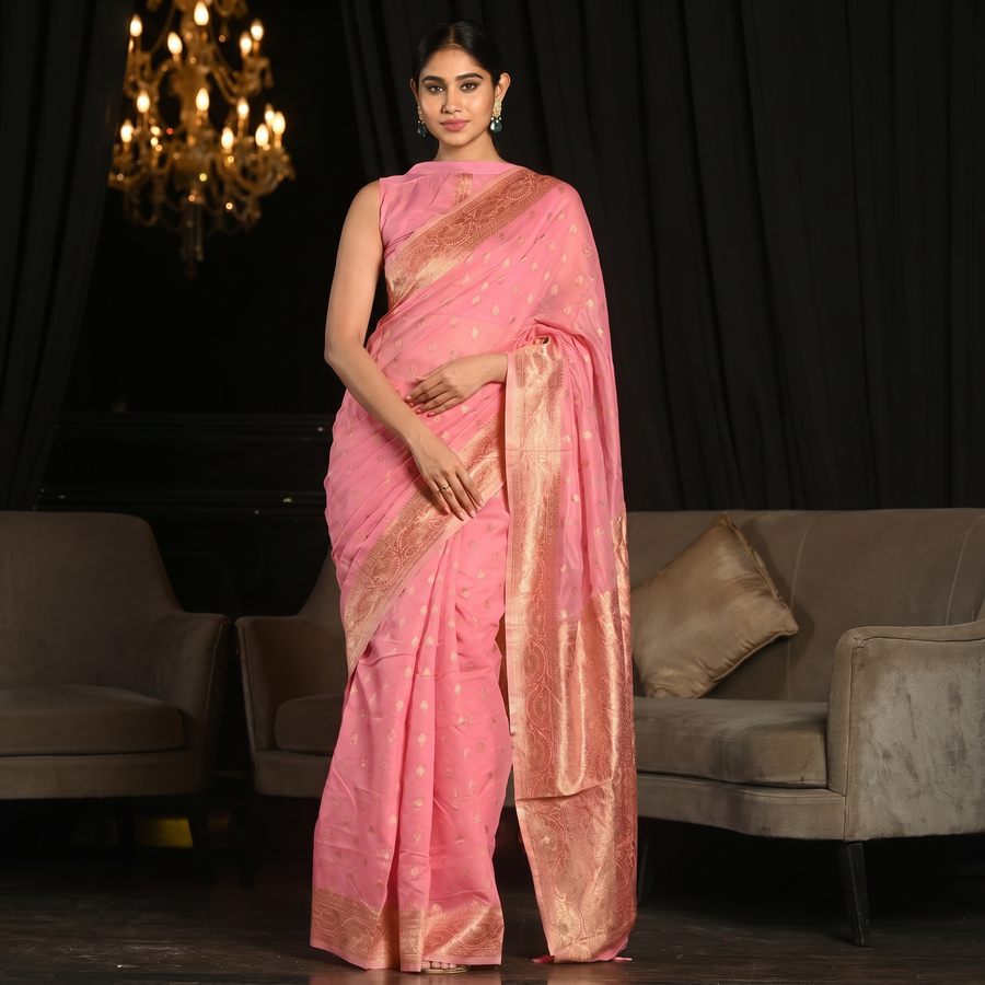 Taffy Pink Banarasi Saree - Pehnaawaa