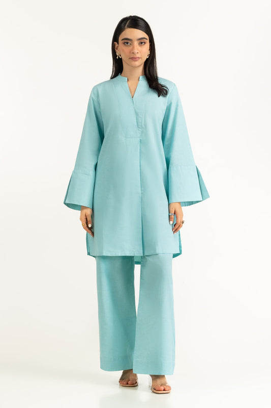 Sage Chambray 2-Piece Co-Ord Set | Flared Bell Sleeves