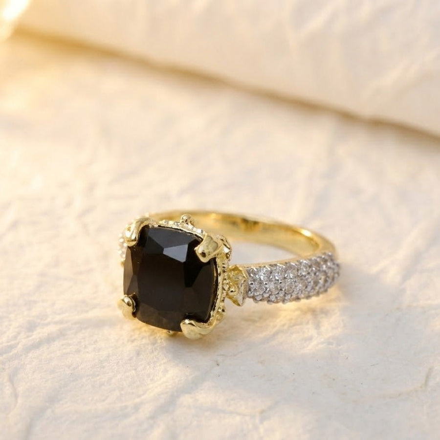 Cubic Zircons Ring With Gold Polish - Pehnaawaa