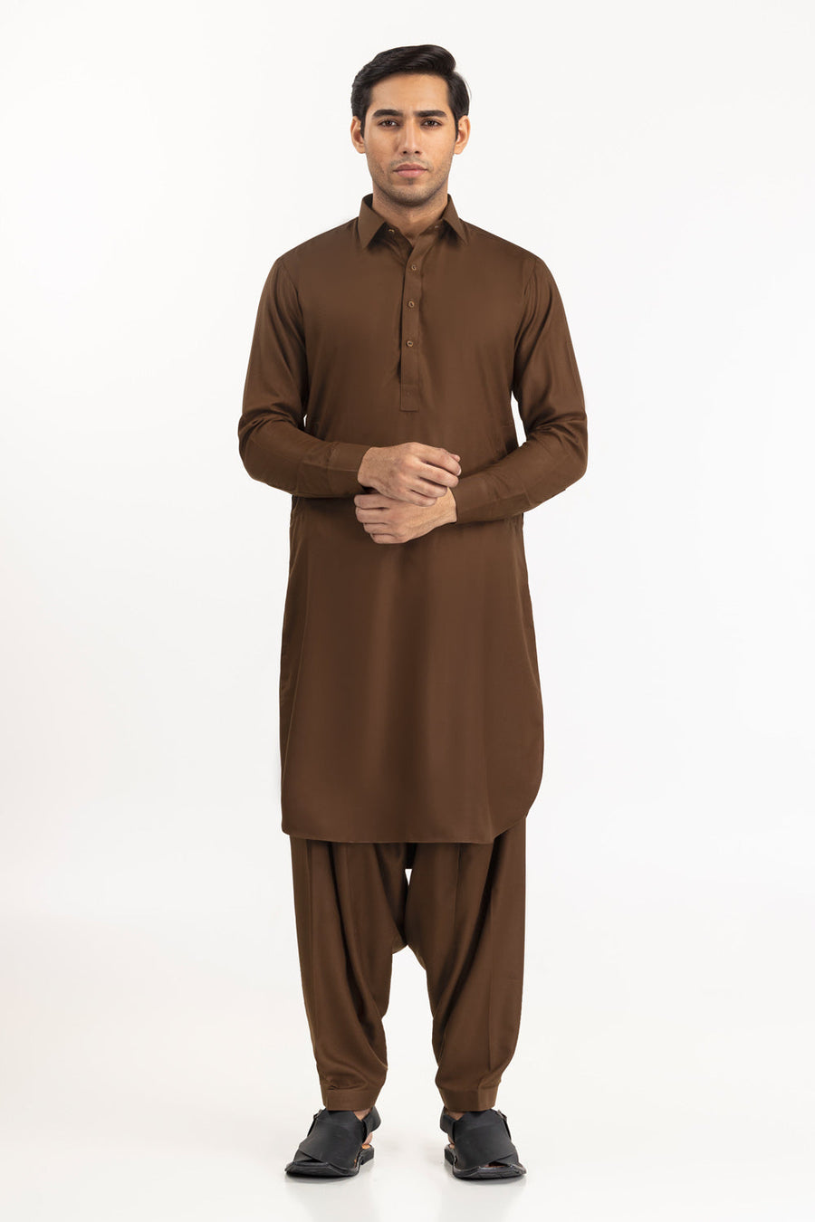 Midnight Navy Cotton Silk 2-Piece Kurta | Mandarin Collar