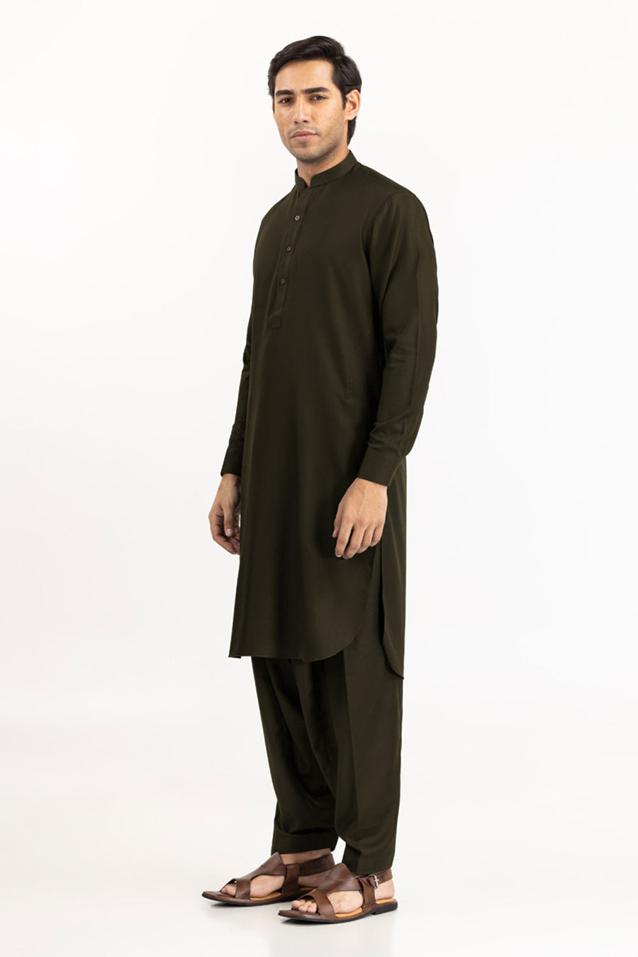 Midnight Navy Cotton Silk 2-Piece Kurta | Mandarin Collar
