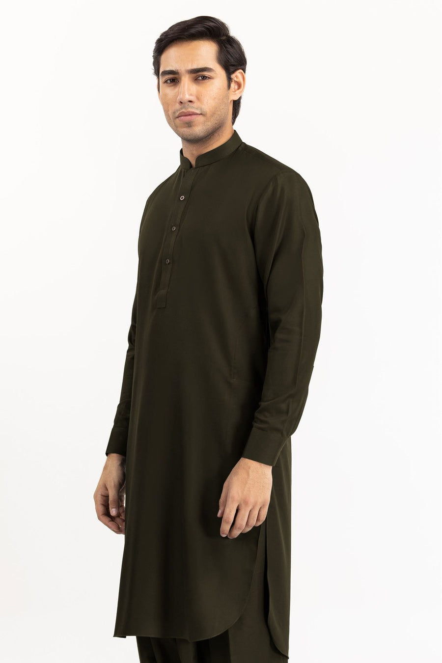 Midnight Navy Cotton Silk 2-Piece Kurta | Mandarin Collar