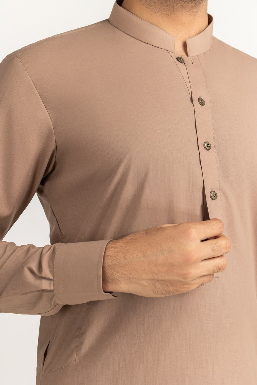 Olive Cotton 2-Piece Men's Kurta | Button-Front Collar