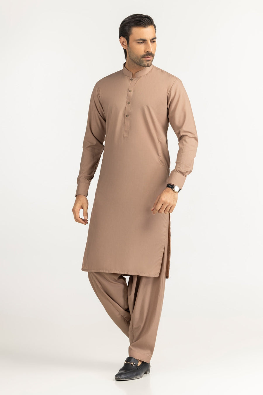 Olive Cotton 2-Piece Men's Kurta | Button-Front Collar