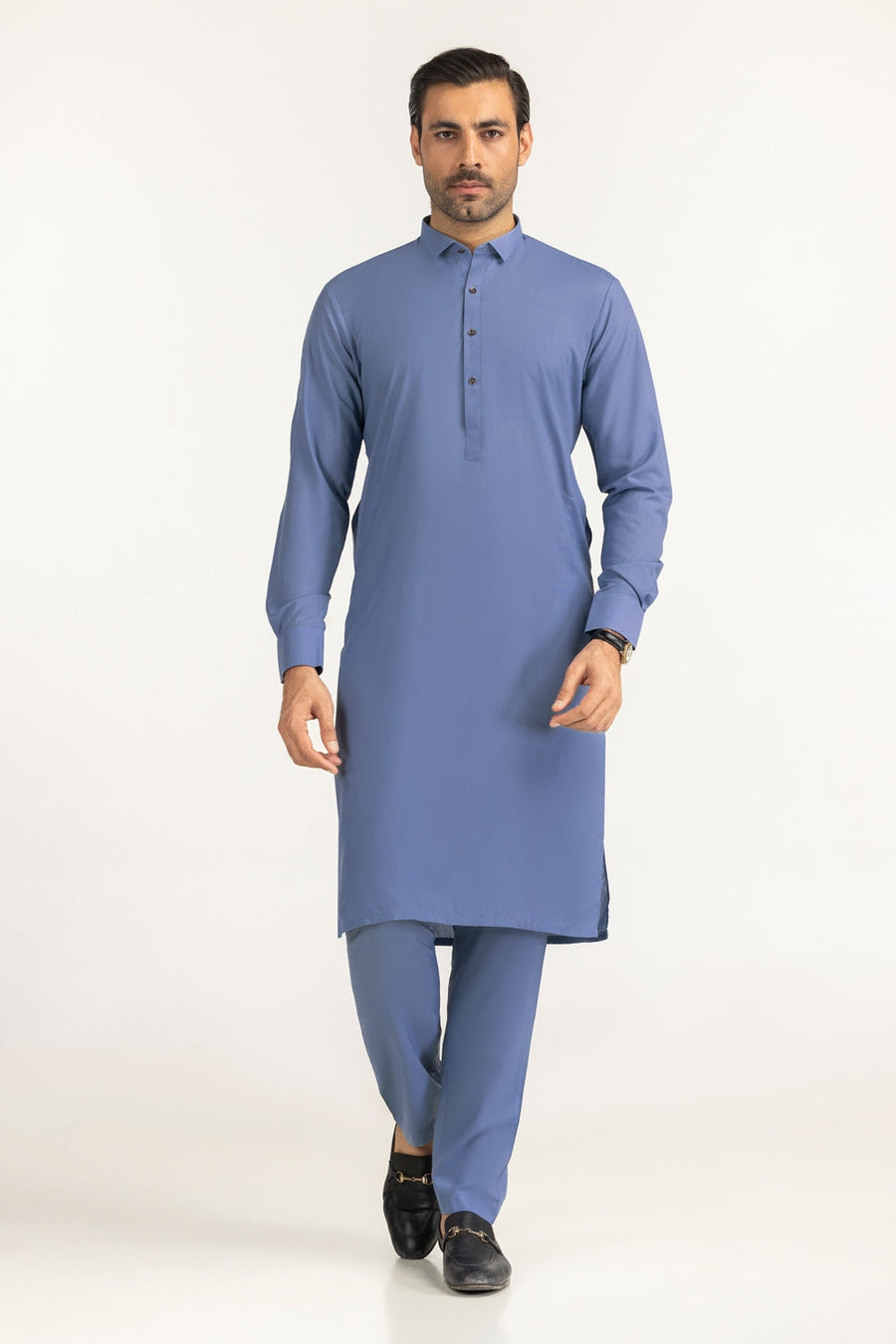 Olive Cotton 2-Piece Men's Kurta | Button-Front Collar