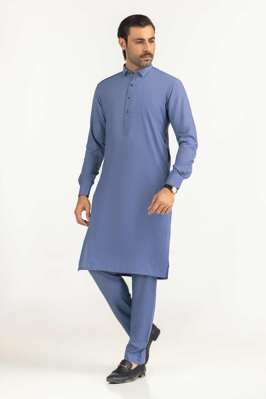 Olive Cotton 2-Piece Men's Kurta | Button-Front Collar