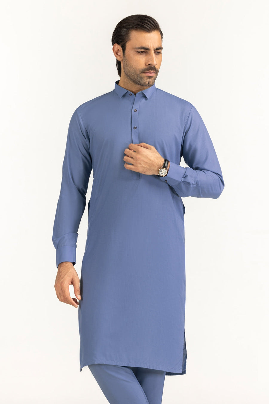 Olive Cotton 2-Piece Men's Kurta | Button-Front Collar