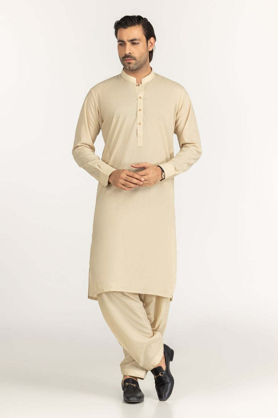 Olive Cotton 2-Piece Men's Kurta | Button-Front Collar