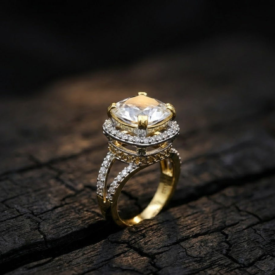 Delicate Sterling Ring with Gold Polish - Pehnaawaa