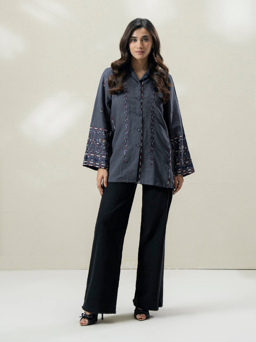 Denim Kurti - Embroidered (Pret) - Pehnaawaa