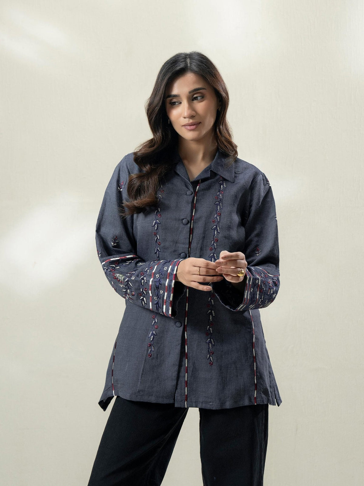 Denim Kurti- Embroidered (Pret)