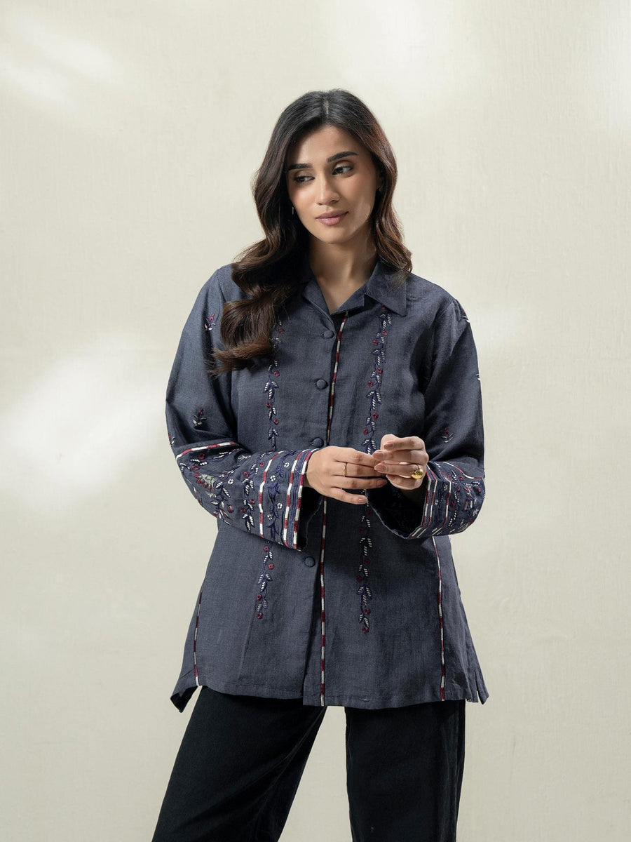 Denim Kurti - Embroidered (Pret) - Pehnaawaa