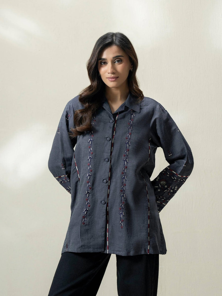 Denim Kurti - Embroidered (Pret) - Pehnaawaa