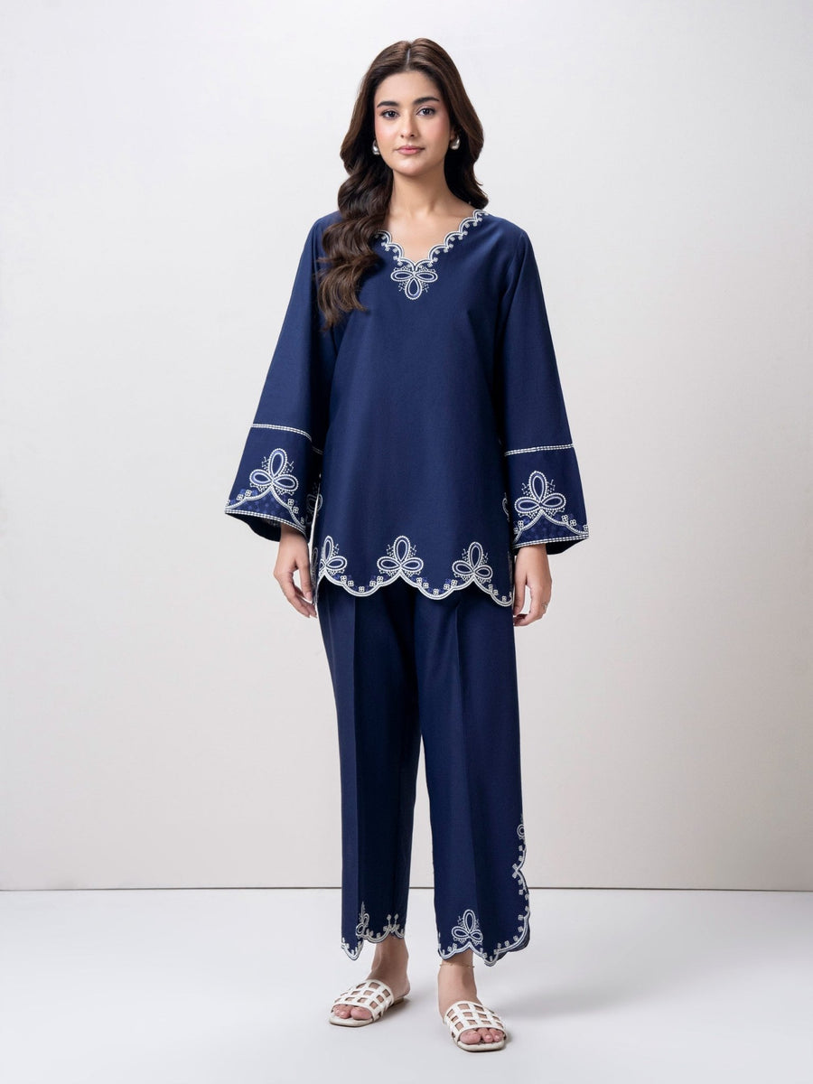 Dobby Co - ord Set - Embroidered - Pehnaawaa