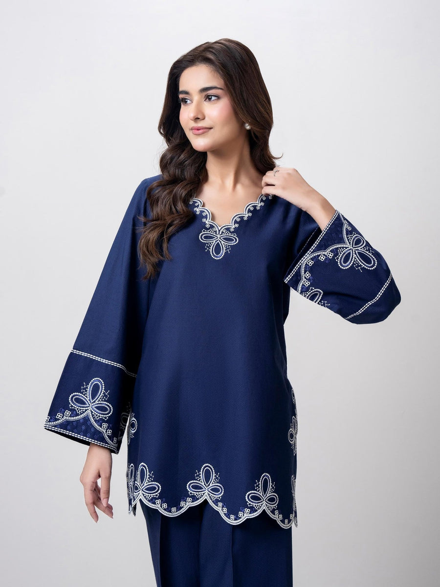 Dobby Co - ord Set - Embroidered - Pehnaawaa