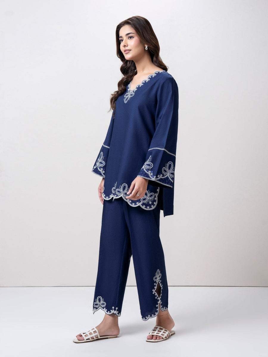 Dobby Co - ord Set - Embroidered - Pehnaawaa